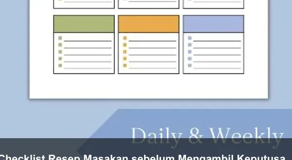 Checklist Resep Masakan sebelum Mengambil Keputusan